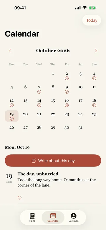 Look back by day：Moods and days at a glance.